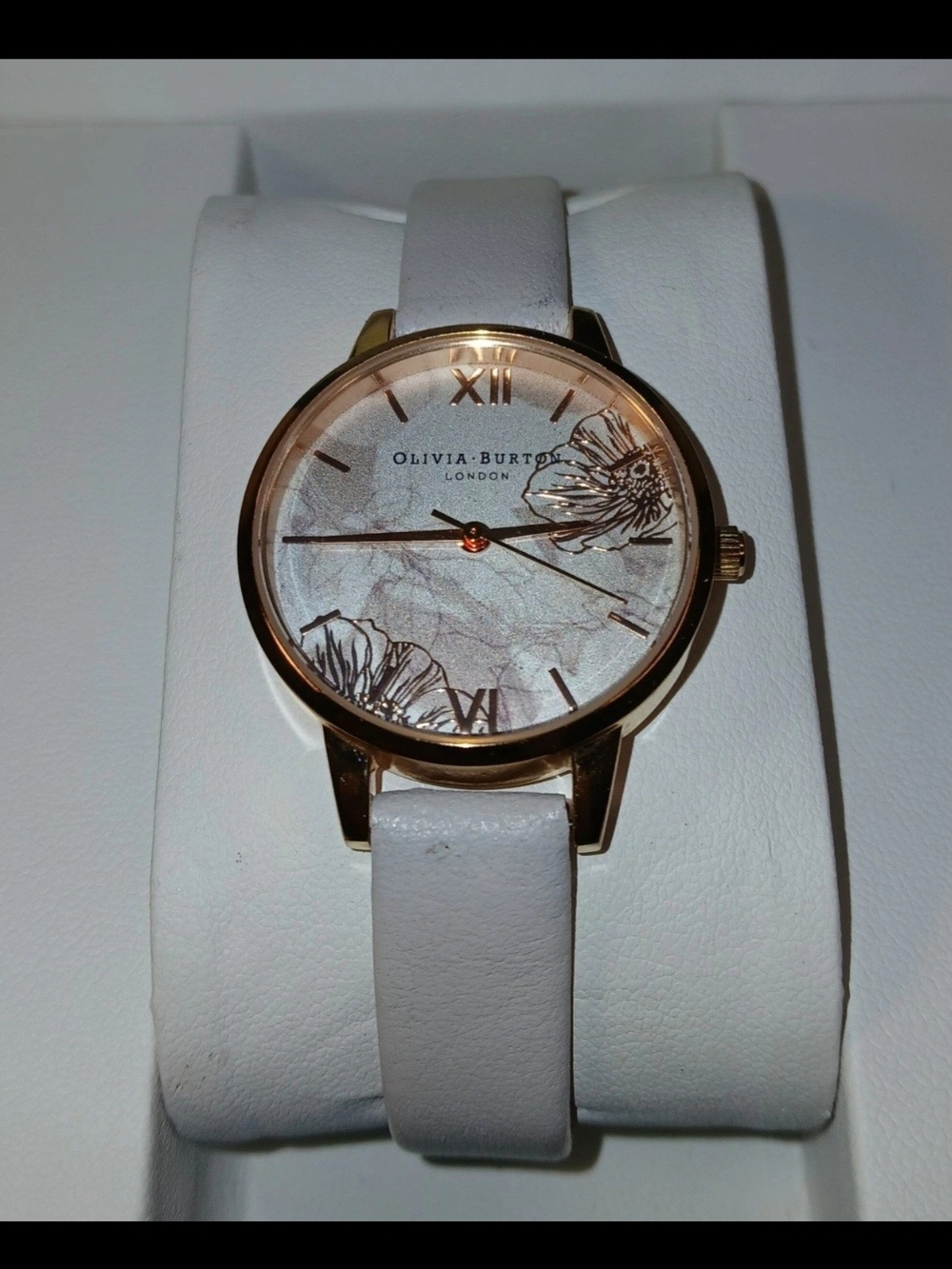 Olivia Burton Abstract Florals Watch With SilverWhite Tone Face & Grey Band 34mm